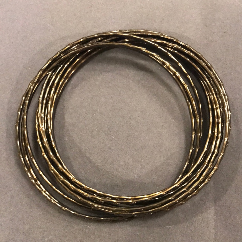 Vintage Bronze/Dark Gold Multi-Band Textured Bangle Bracelet